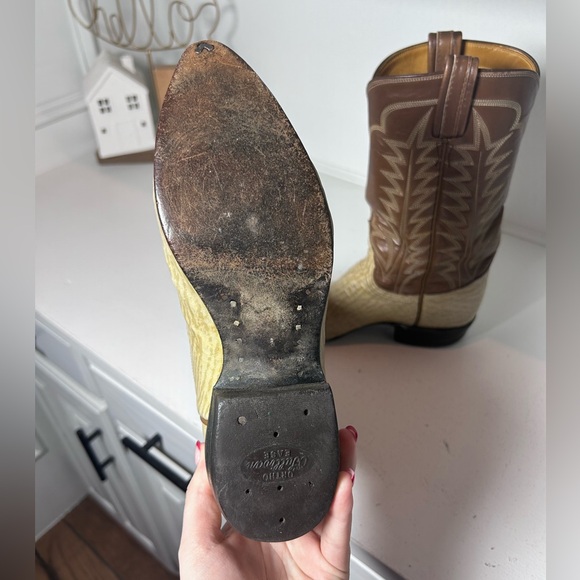 Vintage Tony Lama Gold Label Exotic Leather Western Cowboy Boots Women’s 6.5–7 - Picture 7 of 9